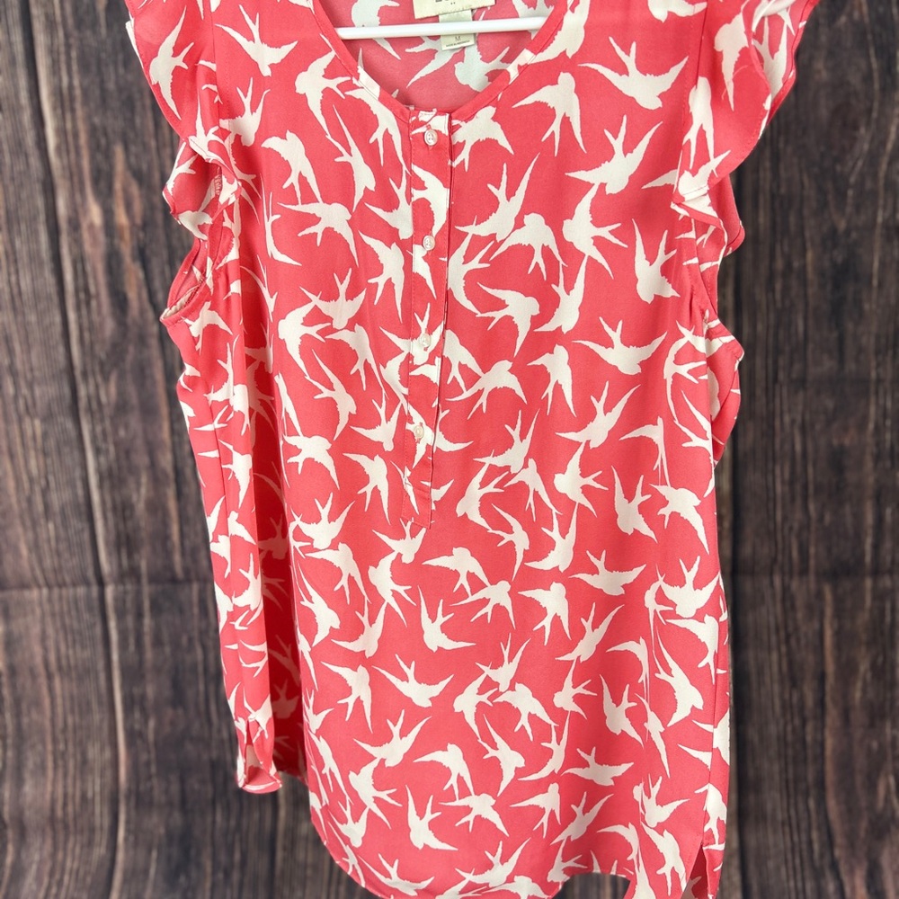 LOFT Pink and White Blouse Elegant Top